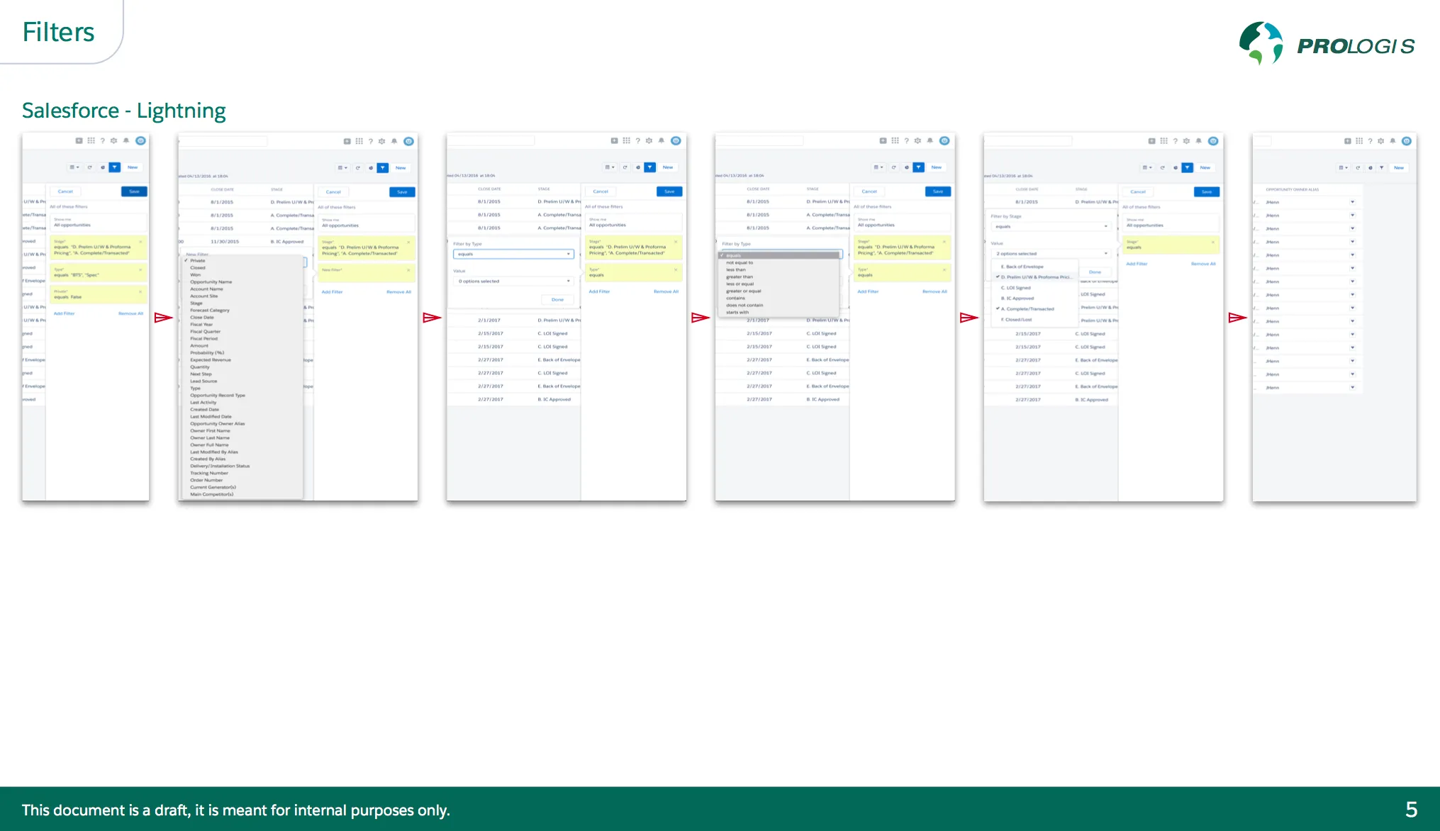 A visual of auditing the filters page using the Salesforce Lightning Design System